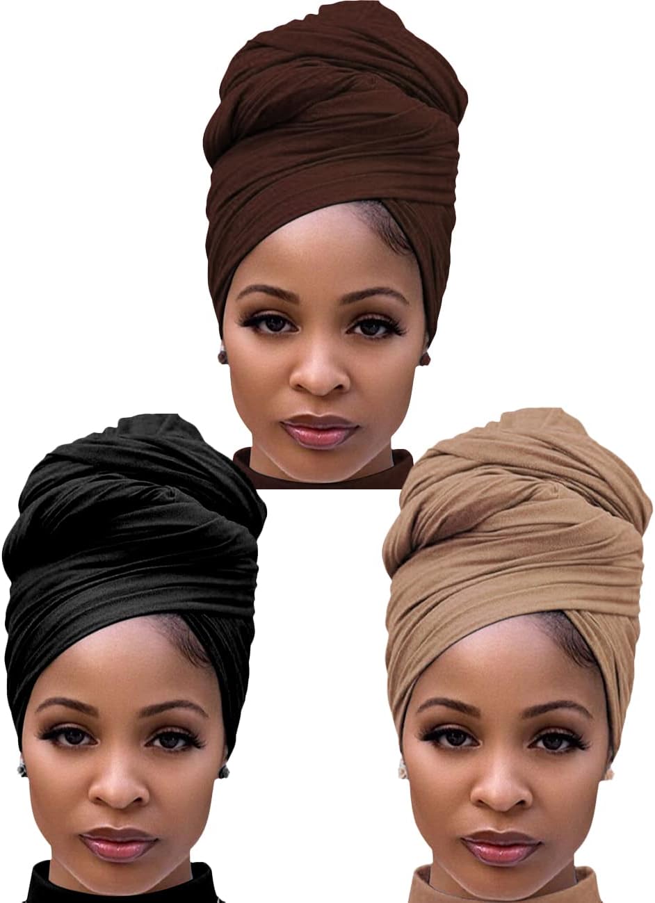 Head Wraps for Black Women Stretch Head Scarf Long African Hair Wraps Turban Headwraps Jersey Headbands