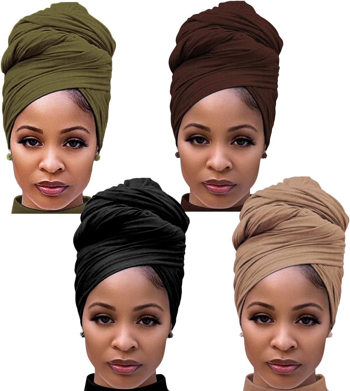 Head Wraps for Black Women Stretch Head Scarf Long African Hair Wraps Turban Headwraps Jersey Headbands