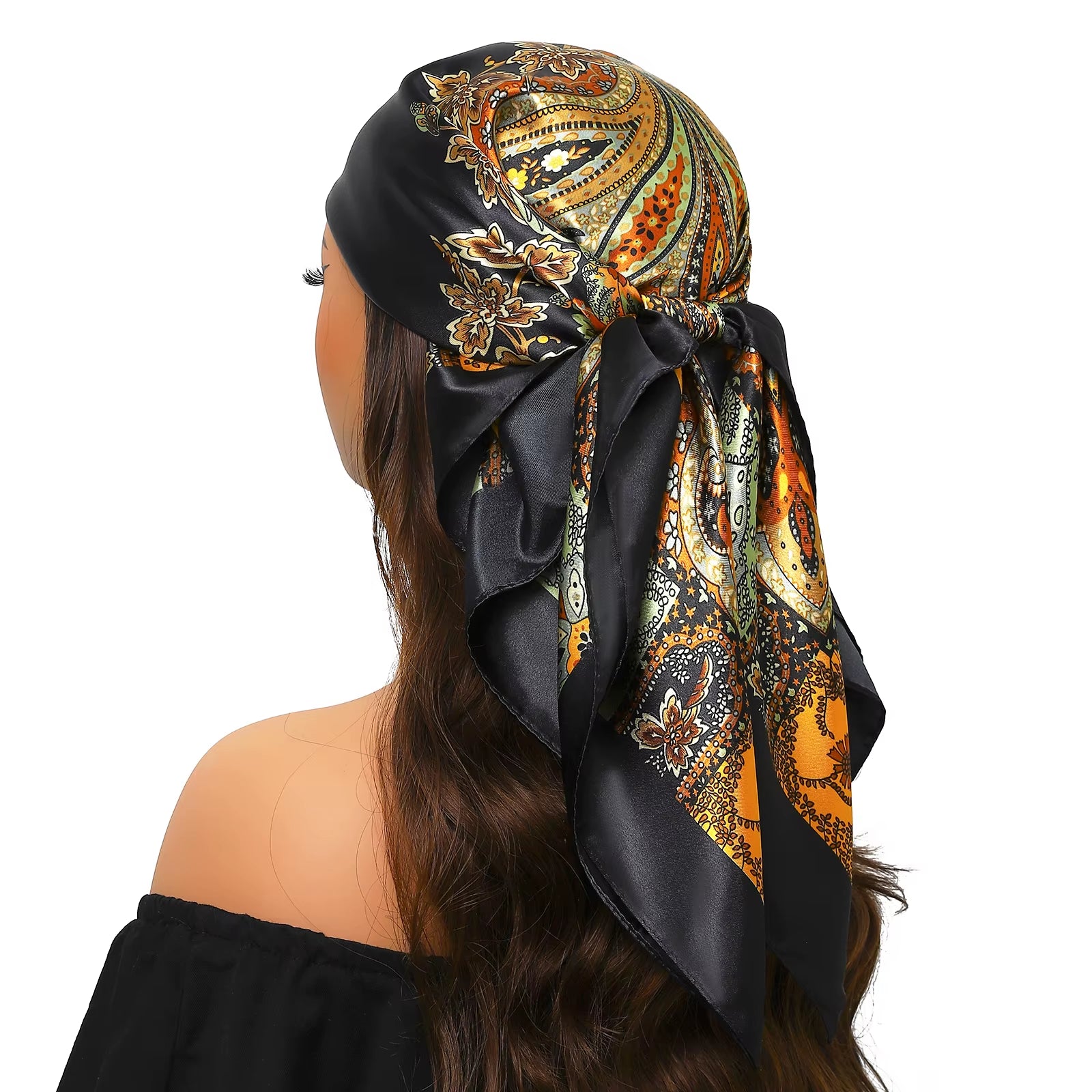 Head Scarf Women Luxury Brand Square 90*90Cm Silk Foulard Satin Bandana Cheveux Soft Neckerchief Hijab Hair Scarves for Ladies